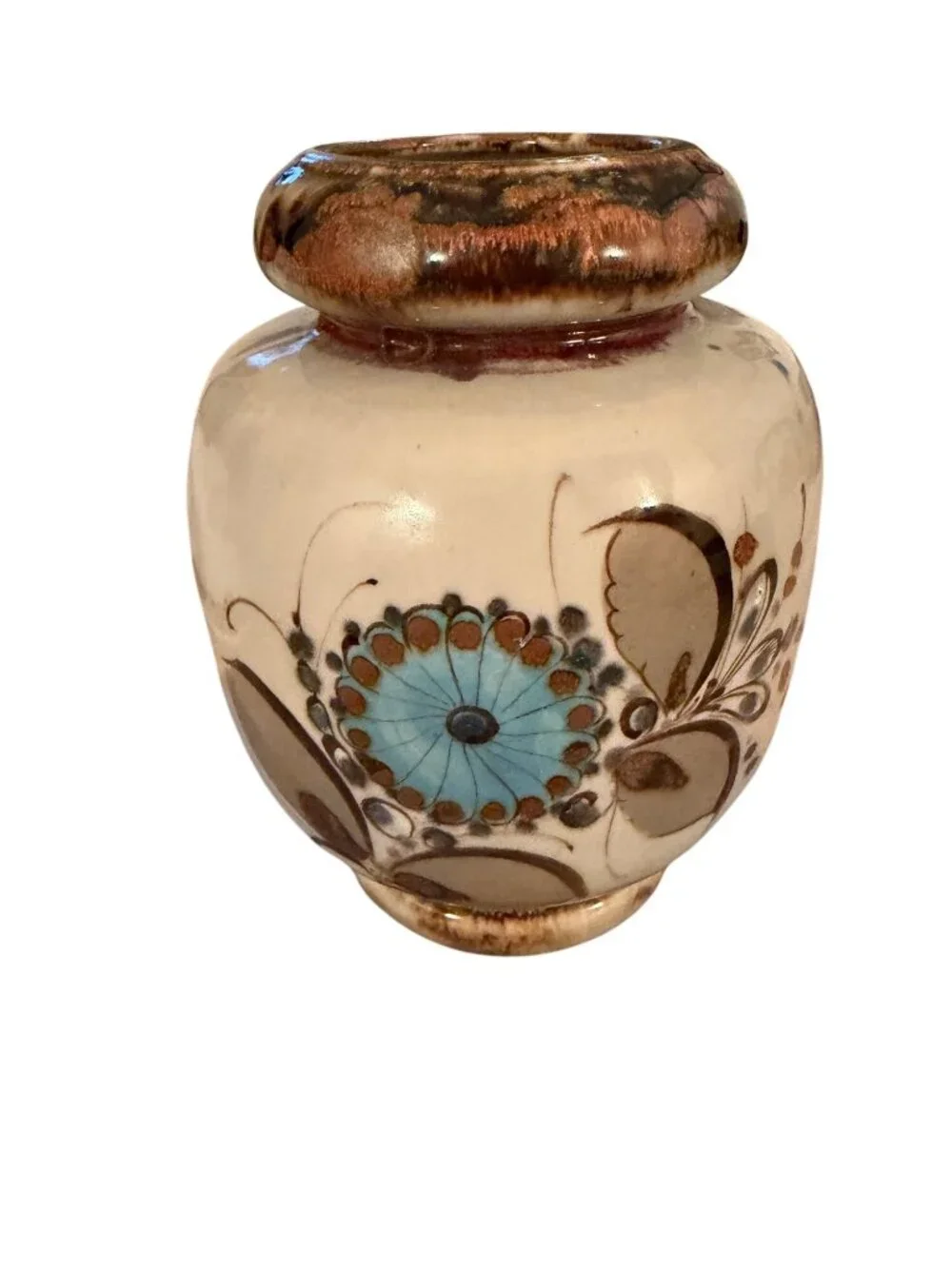 Ken Edwards Tonala Pottery Ceramic Handmade Mexican folk Art Vase Vintage